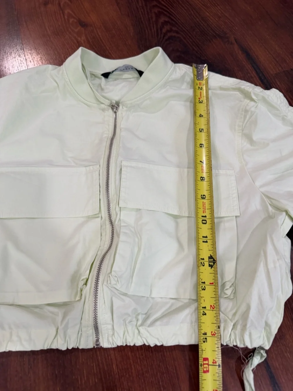 ZARA 2 PC MINI SKIRT Sz S AND CROPTOP jacket Sz XS light green color